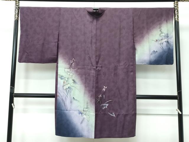 平和屋着物∞極上 長羽織 草花文 暈し染め 金銀糸 黒鳶色地 逸品 未使用 CZAA5638s6