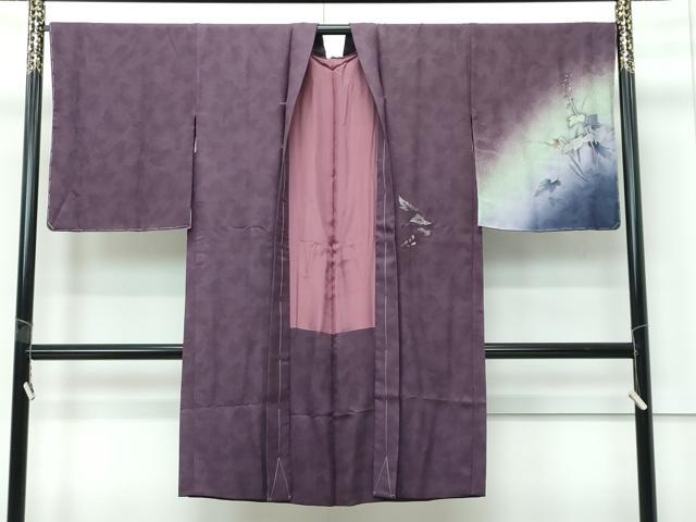 平和屋着物∞極上 長羽織 草花文 暈し染め 金銀糸 黒鳶色地 逸品 未使用 CZAA5638s6