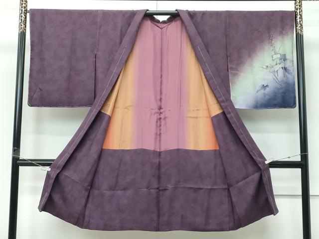 平和屋着物∞極上 長羽織 草花文 暈し染め 金銀糸 黒鳶色地 逸品 未使用 CZAA5638s6