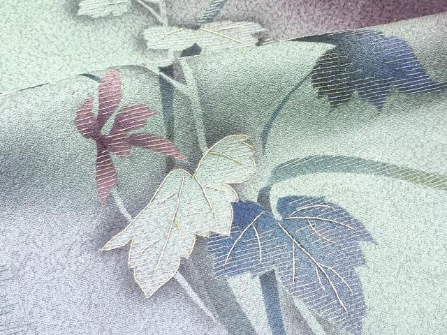 平和屋着物∞極上 長羽織 草花文 暈し染め 金銀糸 黒鳶色地 逸品 未使用 CZAA5638s6