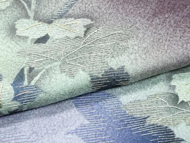 平和屋着物∞極上 長羽織 草花文 暈し染め 金銀糸 黒鳶色地 逸品 未使用 CZAA5638s6