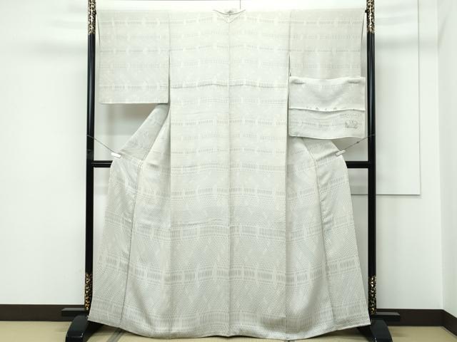 平和屋着物●極上 お召 寿光織 流線文 反端付き 逸品 CZAA5654s6