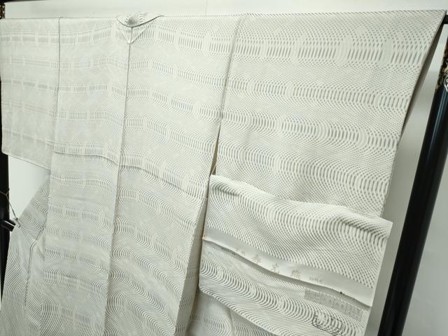 平和屋着物●極上 お召 寿光織 流線文 反端付き 逸品 CZAA5654s6