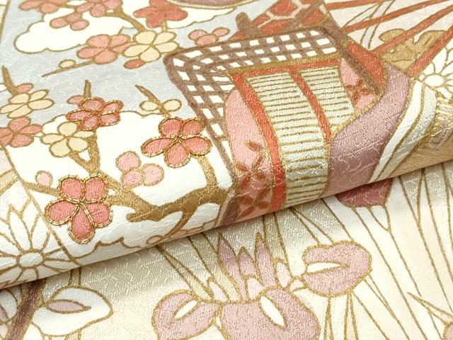平和屋本店●極上 訪問着 駒刺繍 雲重ね扇面吉祥花文 金彩 たとう紙付き ゑり善扱い 逸品 CZAA5663s6