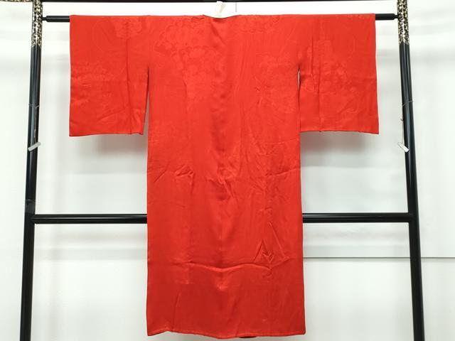 平和屋本店●極上 アンティーク 大正ロマン 長襦袢 袷 檜扇草花地紋 逸品 CZAA5682s6