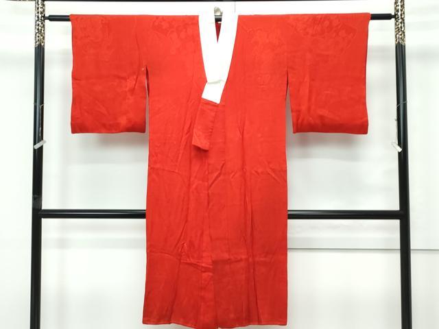 平和屋本店●極上 アンティーク 大正ロマン 長襦袢 袷 檜扇草花地紋 逸品 CZAA5682s6