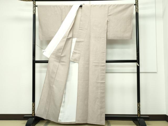 平和屋本店*希少 夏物 本場夏結城 野村半平作 奥順 色無地 白茶色 証紙・反端付き 逸品 CZAA5707s6
