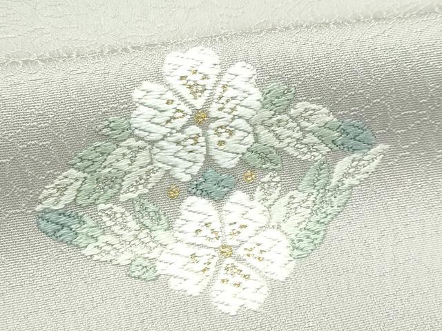平和屋本店●極上 山口美術織物 皇室 伊勢神宮御用 西陣織 訪問着 総刺繍 双鶴菱花文 金銀糸 亜麻色地 ますいわ屋扱い 逸品 CZAA5710s6