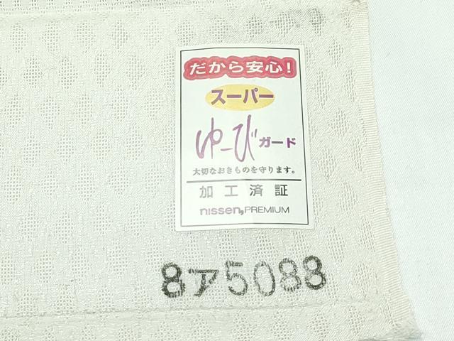 平和屋本店●極上 お召 紗袷 モール織 更紗花紋紗 鳩羽鼠色地 反端付き 逸品 CZAA5711s6