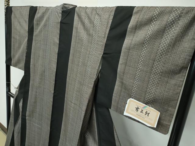 平和屋本店●希少 本場大島紬 吉三郎 吉織物謹製 割込絣織 間道 ますいわ屋扱い 証紙付き 逸品 CZAA5713s6
