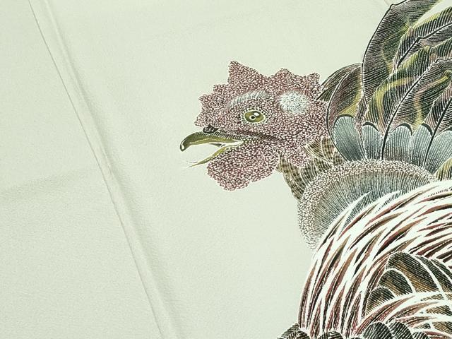 平和屋本店●極上 細密友禅作家 坂江伸仁 色留訪問着 鶏 柳鼠色地 鈴乃屋扱い 逸品 CZAA5737s6