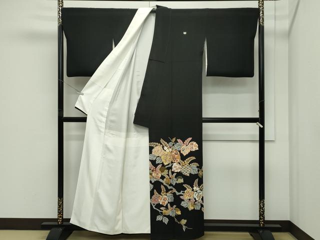 平和屋本店●極上 創業460年・千總 黒留袖 駒刺繍 楓文 金彩 高島屋扱い 逸品 CZAA5755s6