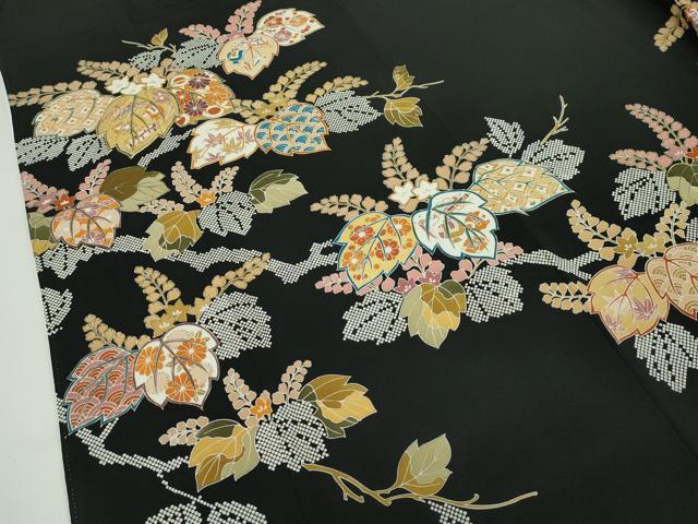 平和屋本店●極上 創業460年・千總 黒留袖 駒刺繍 楓文 金彩 高島屋扱い 逸品 CZAA5755s6