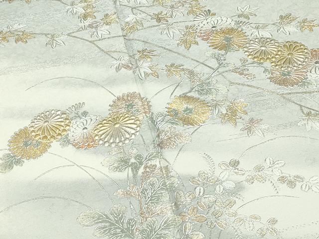 平和屋本店●極上 金彩友禅 卓越技能者・名工・和田光正 訪問着 菊楓文 暈し染め 金銀彩 蕎麦切色地 京都きもの友禅扱い 逸品 CZAA5766s6