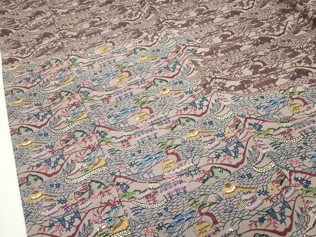 平和屋本店●最高級 城間栄順 本場琉球紅型 訪問着 風景文 三越扱い 逸品 CZAA5770s6
