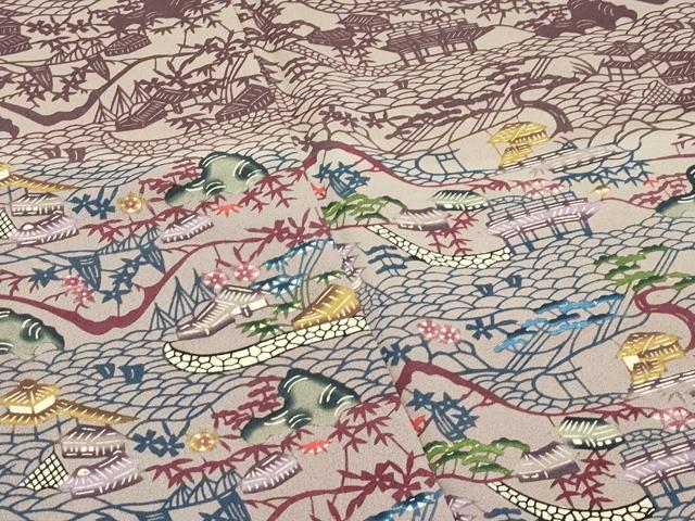 平和屋本店●最高級 城間栄順 本場琉球紅型 訪問着 風景文 三越扱い 逸品 CZAA5770s6