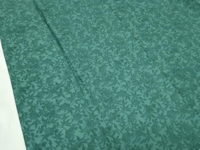 平和屋本店●極上 紋屋井関 御寮織 お召 色無地 木賊色 桐竹鳳凰文 逸品 未使用 CZAA5776s6