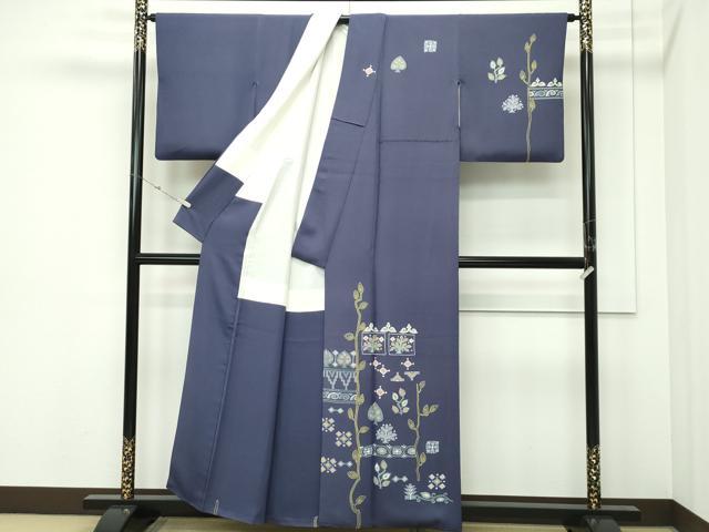 平和屋本店●極上 創業460年・千總 訪問着 中国三大刺繍 相良刺繍 草花文 褐色地 逸品 CZAA5800s6