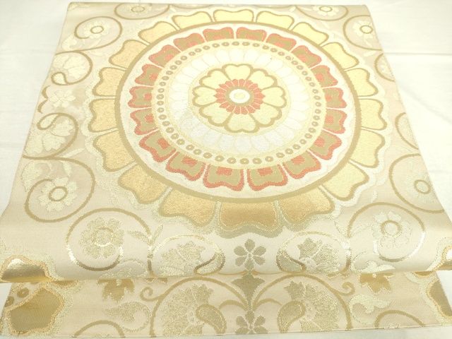 平和屋着物■六通柄 本袋帯 正倉院花文 金糸 逸品 DAAG8787az