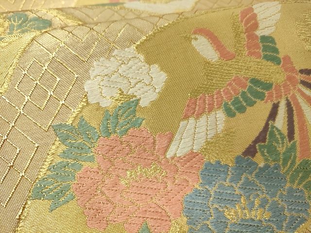 平和屋着物■佐賀錦 六通柄袋帯 地紙鳳凰草花文 金糸 逸品 DAAH3743ar