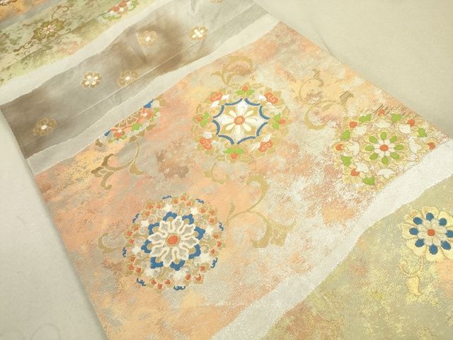 平和屋着物■六通柄袋帯 正倉院花文 金銀糸 引箔 逸品 DAAI1899jm