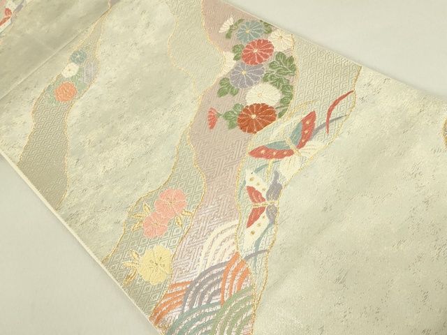 平和屋着物◎六通柄袋帯 唐織 道長花蝶文 金銀糸 引箔 逸品 DAAI2608ox