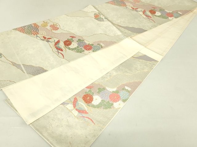 平和屋着物◎六通柄袋帯 唐織 道長花蝶文 金銀糸 引箔 逸品 DAAI2608ox