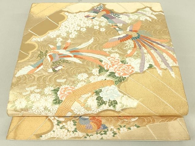 平和屋着物◎六通柄袋帯 唐織 花島御苑 金糸 逸品 DAAI2611ox