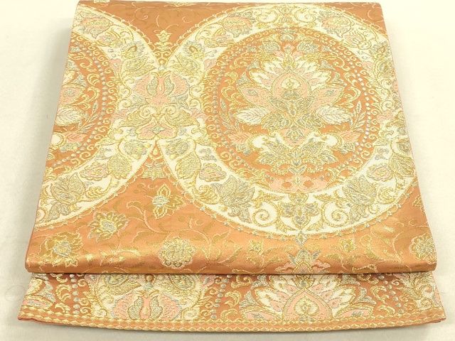 平和屋着物◎六通柄袋帯 洋花文 金糸 逸品 DAAI2619ox