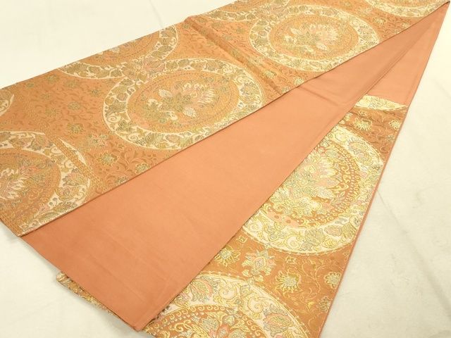 平和屋着物◎六通柄袋帯 洋花文 金糸 逸品 DAAI2619ox