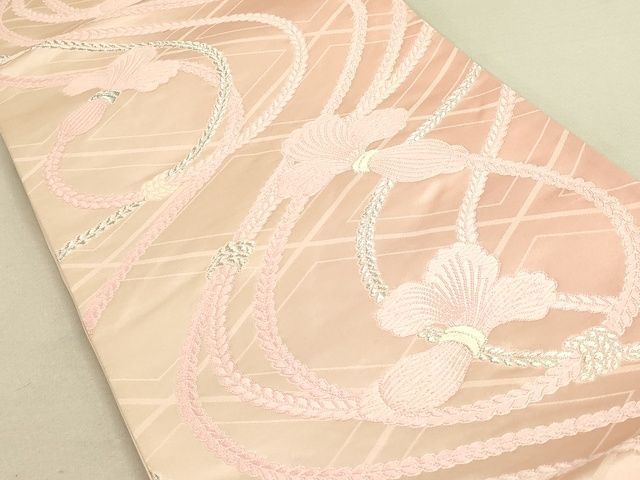 平和屋着物◎六通柄袋帯 紐文 銀糸 逸品 DAAI2626ox