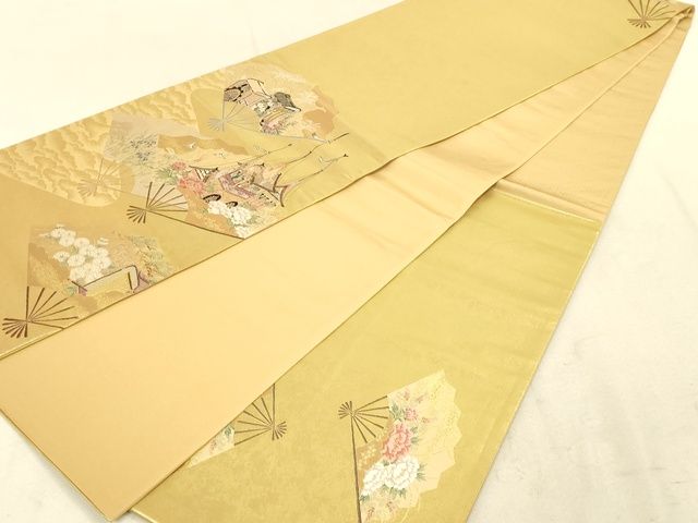 平和屋着物◎六通太鼓柄袋帯 扇面洛中図 金糸 引箔 逸品 DAAI2670ox