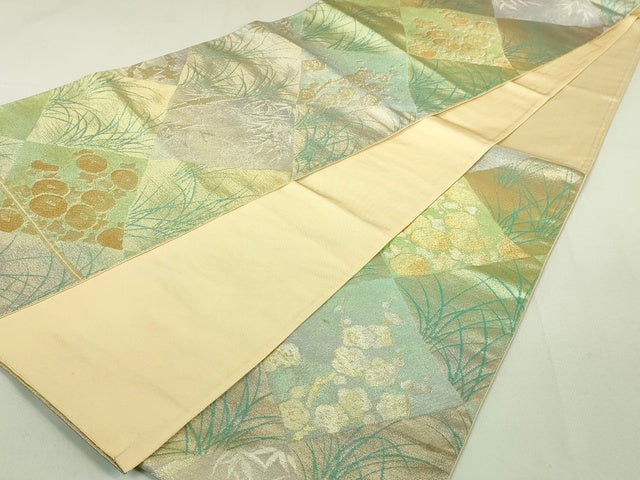 平和屋着物◎六通柄袋帯 笹竹菊文 金銀糸 逸品 DAAI2733ox