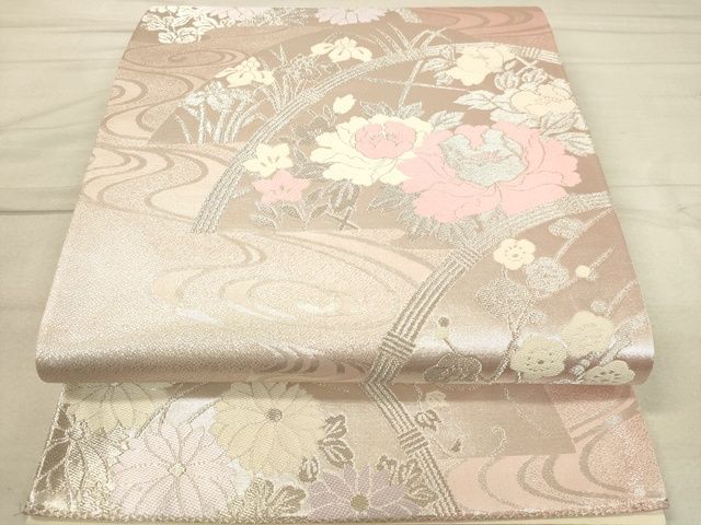 平和屋着物◎六通柄袋帯 籬花文 銀糸 逸品 DAAI3782tw