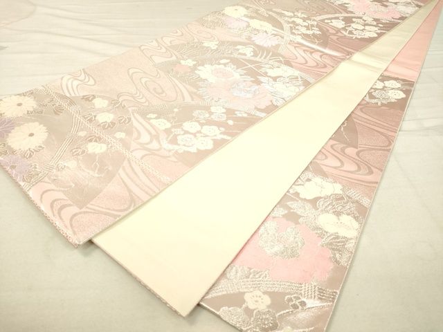 平和屋着物◎六通柄袋帯 籬花文 銀糸 逸品 DAAI3782tw