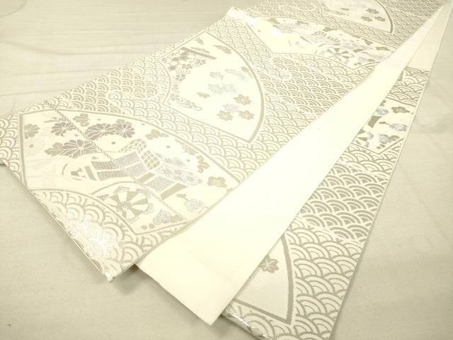平和屋着物◎六通柄袋帯 地紙御所車文 銀糸 逸品 DAAI3970tw
