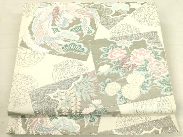 平和屋着物◎六通柄袋帯 唐織 花鳥色紙文 プラチナ箔 逸品 DAAI4190yyy
