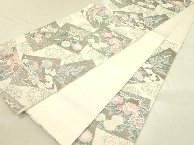 平和屋着物◎六通柄袋帯 唐織 花鳥色紙文 プラチナ箔 逸品 DAAI4190yyy