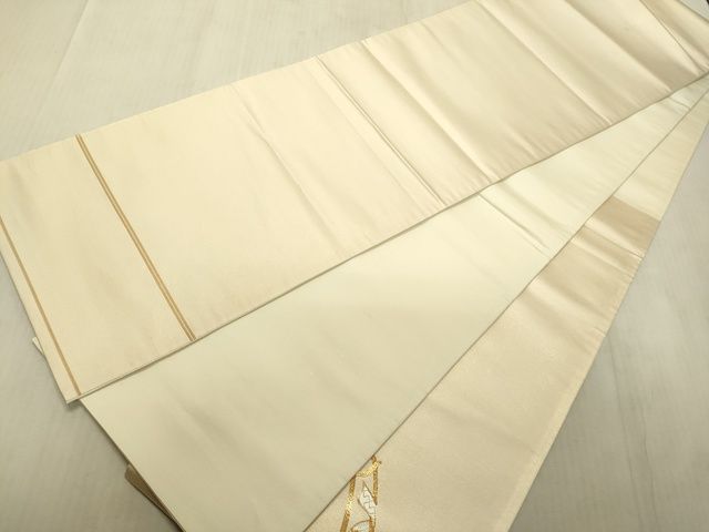 平和屋着物■太鼓柄袋帯 駒刺繍 御所車花文 金彩 逸品 DAAI4817du