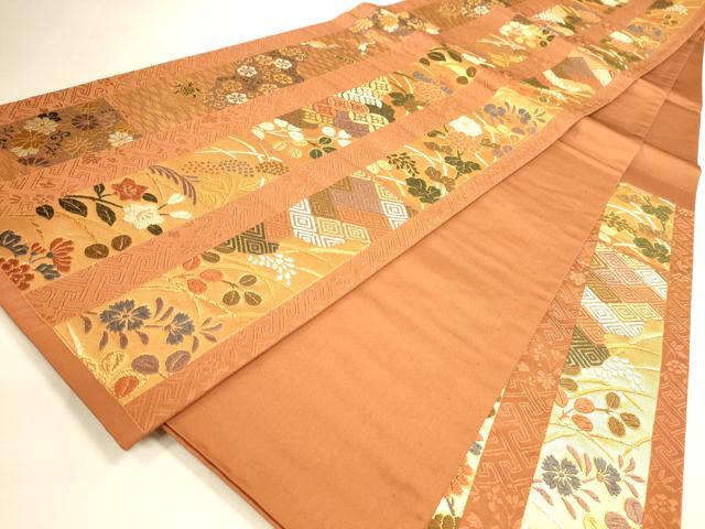 平和屋着物◎六通柄袋帯 唐織 飛鶴吉祥花間道 金糸 正絹 逸品 DAAI5721op