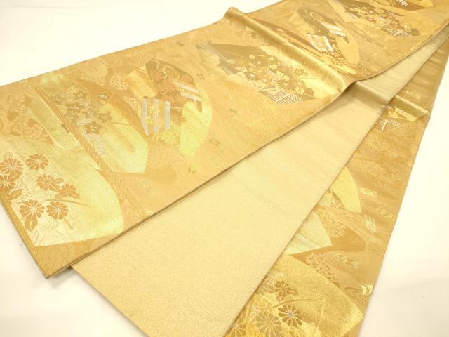 平和屋着物◎六通柄袋帯 流水地紙花文 金銀糸 正絹 逸品 DAAI5957op