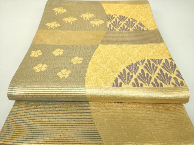 平和屋着物●六通柄袋帯 羅紗庵 吉祥花文 金糸 逸品 DAAI6737ps