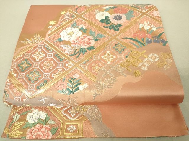 平和屋着物◎六通柄袋帯 唐織 蜀江花文 金銀糸 逸品 DAAJ0544sa
