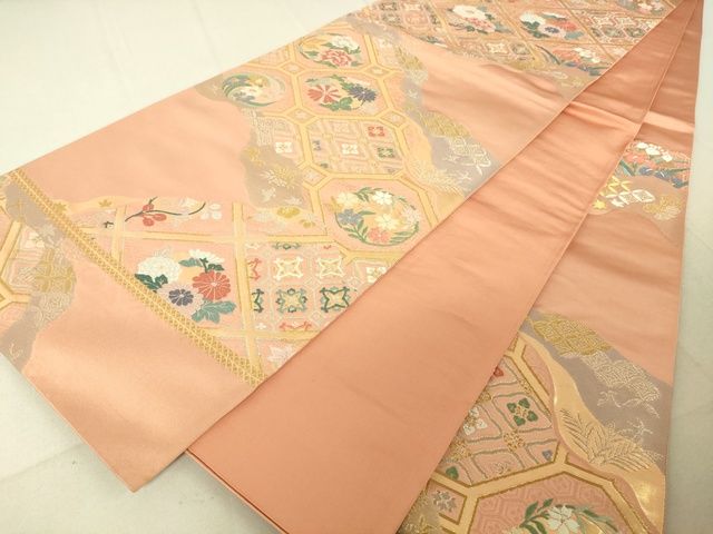 平和屋着物◎六通柄袋帯 唐織 蜀江花文 金銀糸 逸品 DAAJ0544sa