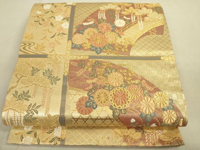 平和屋着物●六通柄袋帯 蒔絵天井文 金糸 金通箔 逸品 DAAJ3779jm