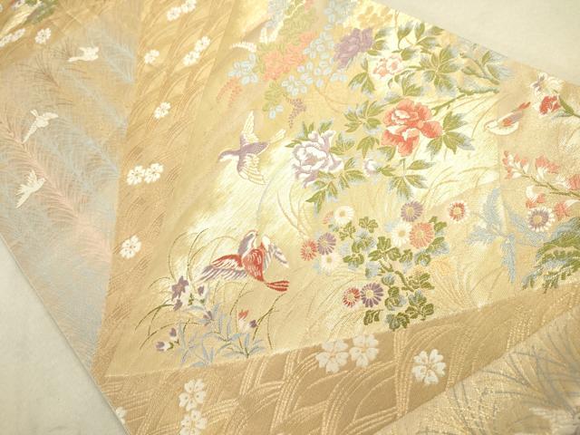 平和屋着物●六通柄袋帯 唐織 花鳥文 金糸 正絹 逸品 DAAJ3836jm