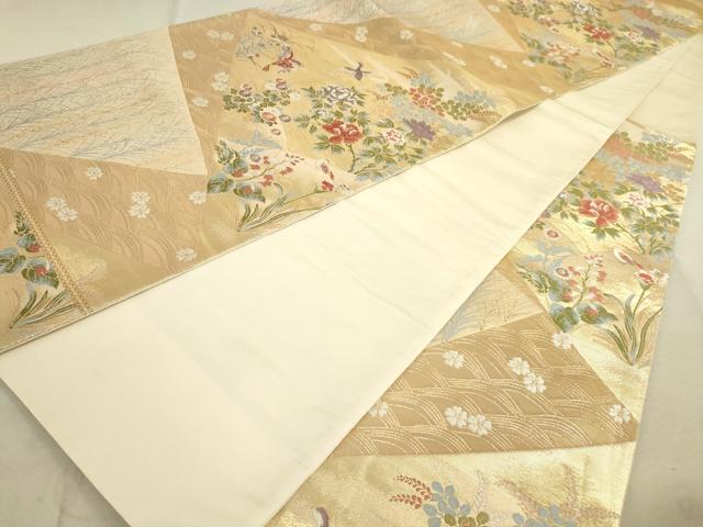 平和屋着物●六通柄袋帯 唐織 花鳥文 金糸 正絹 逸品 DAAJ3836jm
