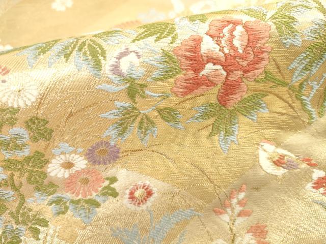 平和屋着物●六通柄袋帯 唐織 花鳥文 金糸 正絹 逸品 DAAJ3836jm