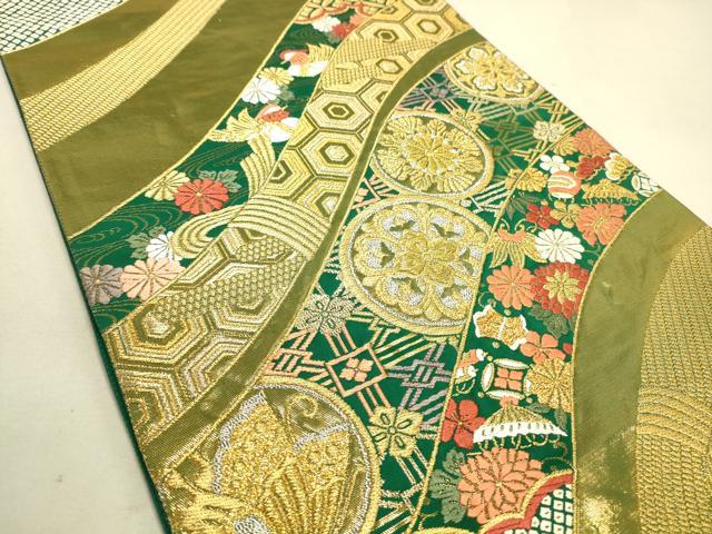 平和屋着物◎六通柄袋帯 唐織 吉祥花文 金銀糸 正絹 逸品 DAAJ4437re