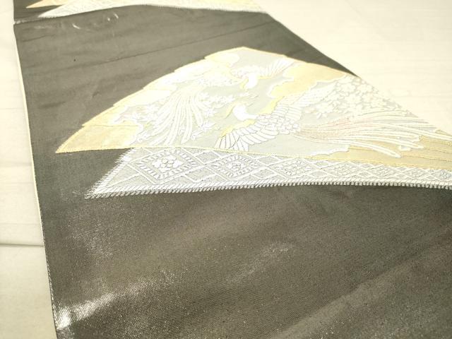 平和屋着物◎六通太鼓柄袋帯 唐織 扇面鳳凰花文 金銀糸 逸品 DAAJ4736tw